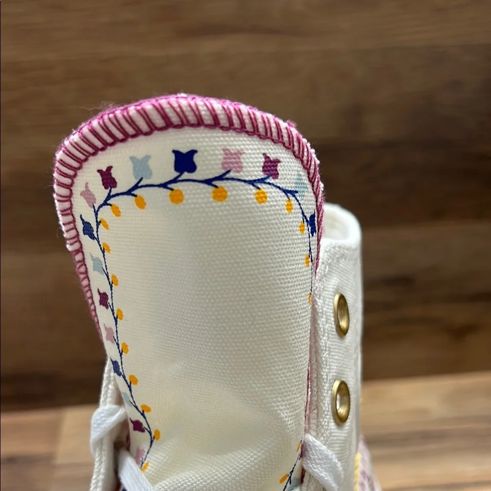 Converse White Pink Floral platform High-Top Sneakers